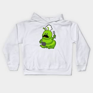 Caterpillar as Cook with Mustache Kids Hoodie